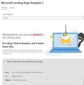 Landing pages Attack Simulation